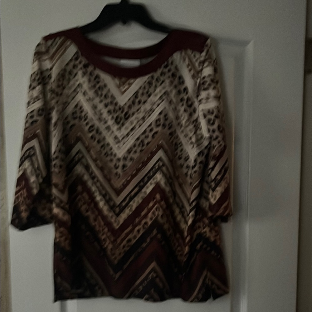 Women's Brown Patterned Top